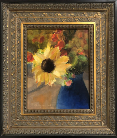 Sunflower in Blue Vase